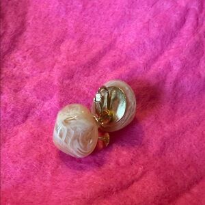 Elegant Gold and Cream Clip-On Earrings